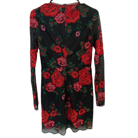 Black Mini Dress with Red Roses - Picture 5 of 5